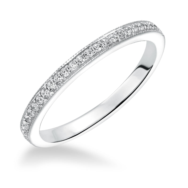 Artcarved Bridal Mounted with Side Stones Contemporary Twist Diamond Wedding Band Calla 14K White Gold