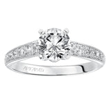 Artcarved Bridal Mounted with CZ Center Vintage Milgrain Diamond Engagement Ring Amelia 14K White Gold