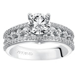 Artcarved Bridal Mounted with CZ Center Contemporary Diamond Engagement Ring Lauren 14K White Gold