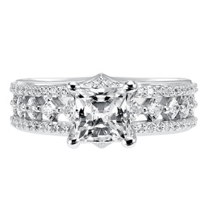 Artcarved Bridal Mounted with CZ Center Contemporary Diamond Engagement Ring Lauren 14K White Gold