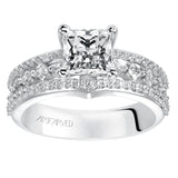 Artcarved Bridal Mounted with CZ Center Contemporary Diamond Engagement Ring Lauren 14K White Gold