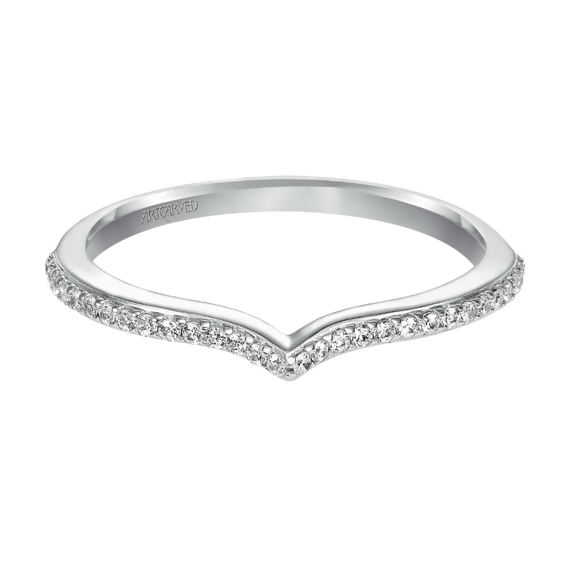 Artcarved Bridal Mounted with Side Stones Contemporary Diamond Wedding Band Lauren 14K White Gold