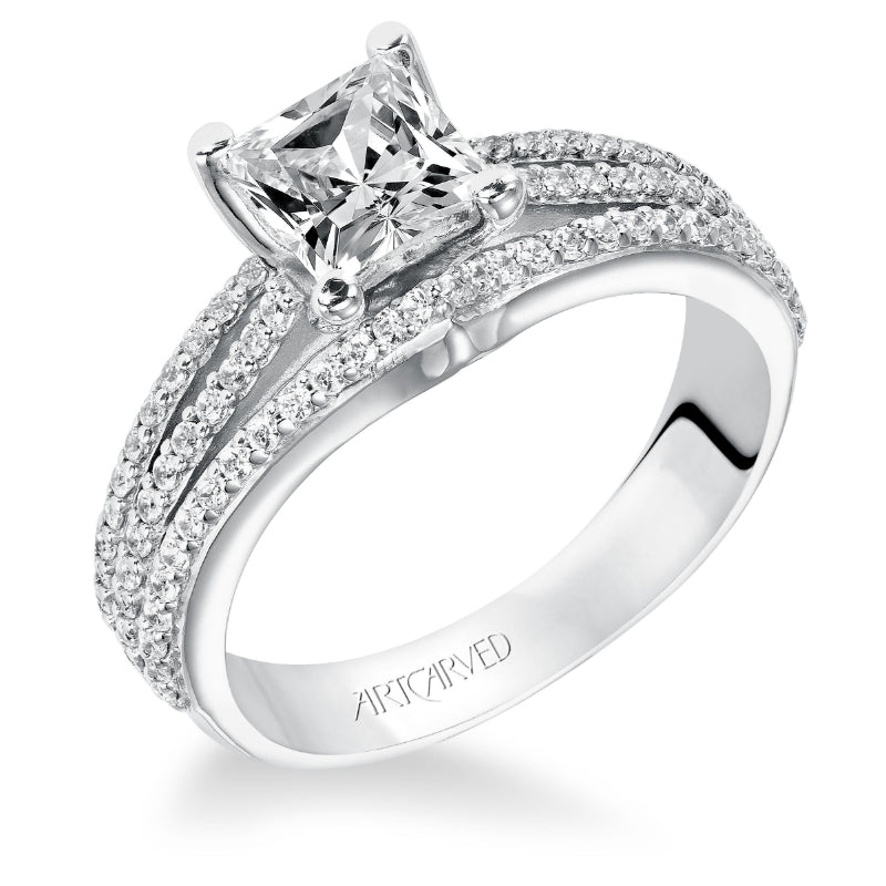 Artcarved Bridal Semi-Mounted with Side Stones Classic Diamond Engagement Ring Elizabeth 14K White Gold