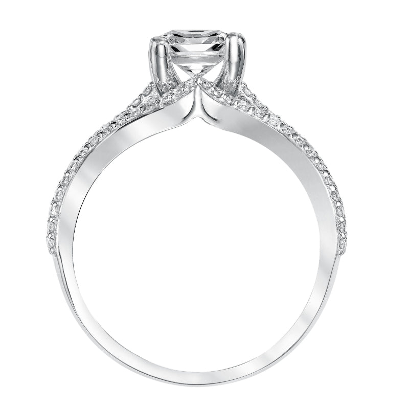 Artcarved Bridal Mounted with CZ Center Classic Diamond Engagement Ring Elizabeth 14K White Gold