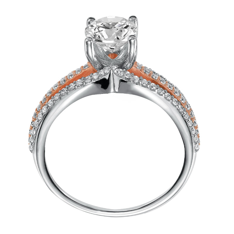 Artcarved Bridal Semi-Mounted with Side Stones Classic Diamond Engagement Ring Elizabeth 14K White Gold Primary & 14K Rose Gold