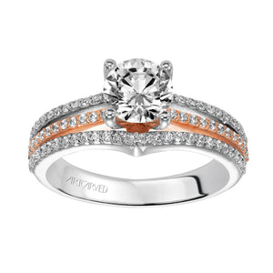 Artcarved Bridal Mounted with CZ Center Classic Diamond Engagement Ring Elizabeth 14K White Gold Primary & 14K Rose Gold