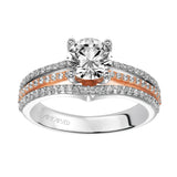 Artcarved Bridal Semi-Mounted with Side Stones Classic Diamond Engagement Ring Elizabeth 14K White Gold Primary & 14K Rose Gold
