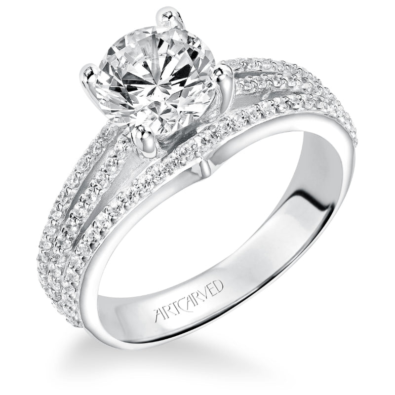 Artcarved Bridal Semi-Mounted with Side Stones Classic Diamond Engagement Ring Elizabeth 14K White Gold