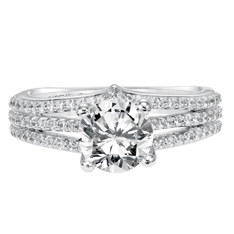 Artcarved Bridal Mounted with CZ Center Classic Diamond Engagement Ring Elizabeth 14K White Gold