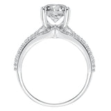 Artcarved Bridal Mounted with CZ Center Classic Diamond Engagement Ring Elizabeth 14K White Gold