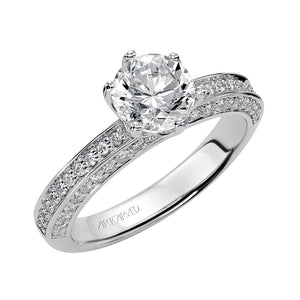 Artcarved Bridal Semi-Mounted with Side Stones Contemporary Engagement Ring Ines 14K White Gold