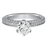 Artcarved Bridal Mounted with Side Stones Contemporary Engagement Ring Ines 14K White Gold