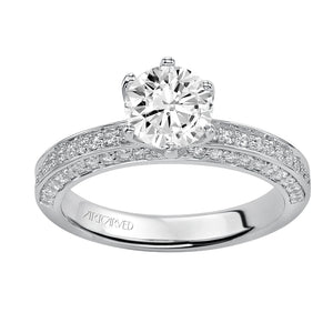 Artcarved Bridal Mounted with Side Stones Contemporary Engagement Ring Ines 14K White Gold