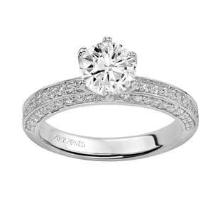 Artcarved Bridal Semi-Mounted with Side Stones Contemporary Engagement Ring Ines 14K White Gold