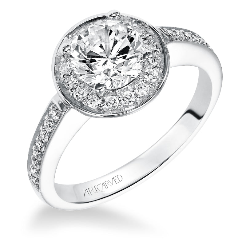 Artcarved Bridal Mounted with CZ Center Classic Halo Engagement Ring Nadia 14K White Gold