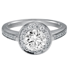 Artcarved Bridal Mounted with CZ Center Classic Halo Engagement Ring Nadia 14K White Gold