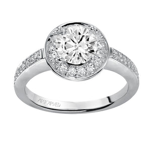 Artcarved Bridal Mounted with CZ Center Classic Halo Engagement Ring Nadia 14K White Gold