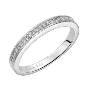 Artcarved Bridal Mounted with Side Stones Classic Diamond Wedding Band Nadia 14K White Gold