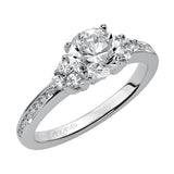 Artcarved Bridal Semi-Mounted with Side Stones Classic Diamond 3-Stone Engagement Ring Kayla 14K White Gold
