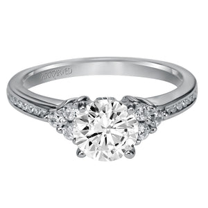 Artcarved Bridal Mounted with CZ Center Classic Diamond 3-Stone Engagement Ring Kayla 14K White Gold