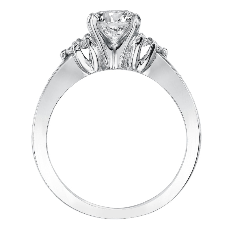Artcarved Bridal Semi-Mounted with Side Stones Classic Diamond 3-Stone Engagement Ring Kayla 14K White Gold