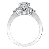 Artcarved Bridal Mounted with CZ Center Classic Diamond 3-Stone Engagement Ring Kayla 14K White Gold