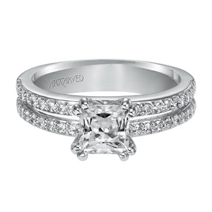 Artcarved Bridal Mounted with CZ Center Classic Engagement Ring Jade 14K White Gold