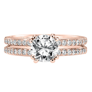 Artcarved Bridal Semi-Mounted with Side Stones Classic Engagement Ring Jade 14K White Gold Primary & 14K Rose Gold