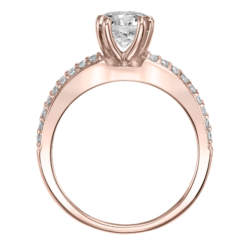 Artcarved Bridal Semi-Mounted with Side Stones Classic Engagement Ring Jade 14K White Gold Primary & 14K Rose Gold