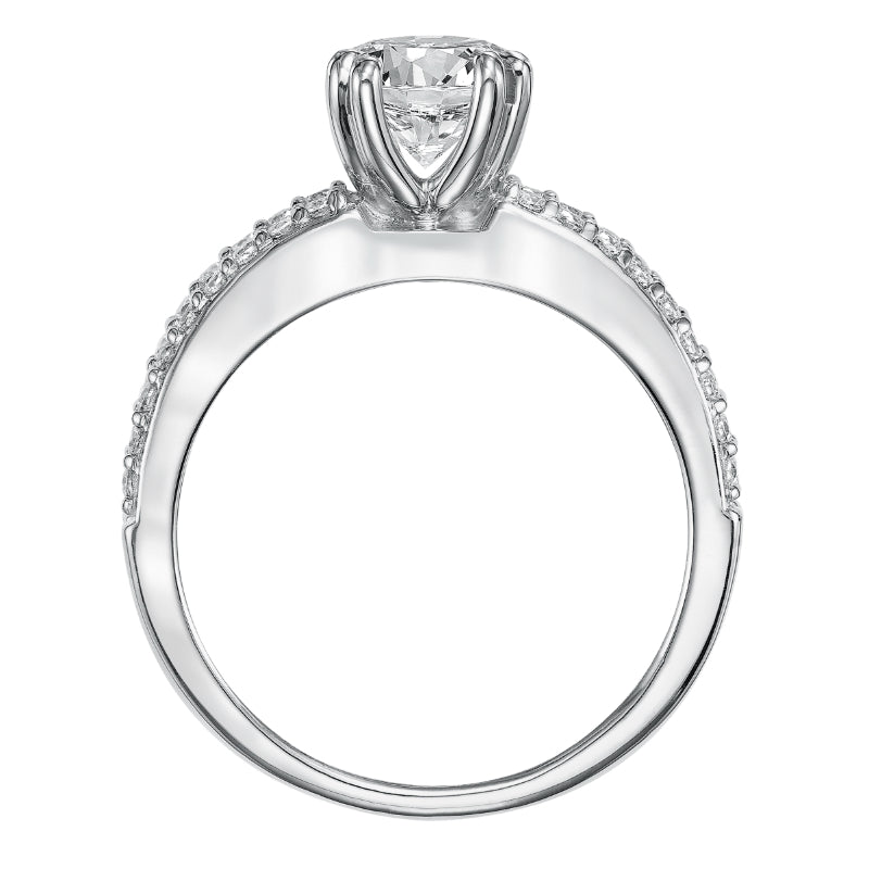 Artcarved Bridal Semi-Mounted with Side Stones Classic Engagement Ring Jade 14K White Gold