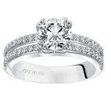 Artcarved Bridal Mounted with CZ Center Classic Engagement Ring Jade 14K White Gold