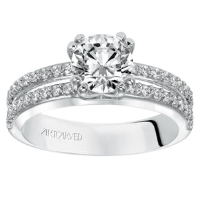 Artcarved Bridal Mounted with CZ Center Classic Engagement Ring Jade 14K White Gold
