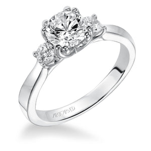 Artcarved Bridal Mounted with CZ Center Classic 3-Stone Engagement Ring Amanda 14K White Gold