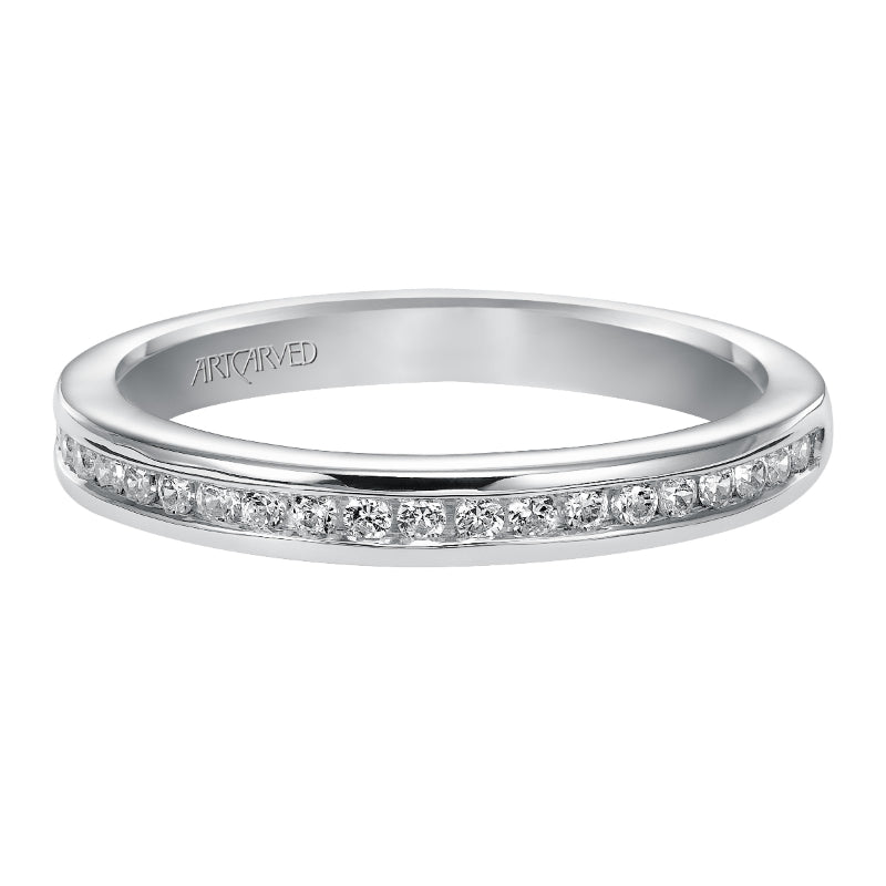 Artcarved Bridal Mounted with Side Stones Classic Diamond Wedding Band Claire 14K White Gold