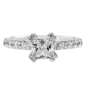 Artcarved Bridal Mounted with CZ Center Classic Diamond Engagement Ring Mia 14K White Gold