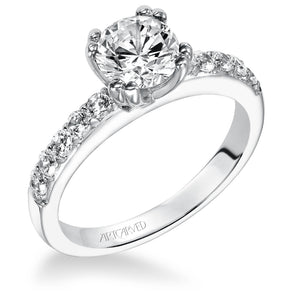 Artcarved Bridal Mounted with CZ Center Classic Diamond Engagement Ring Mia 14K White Gold