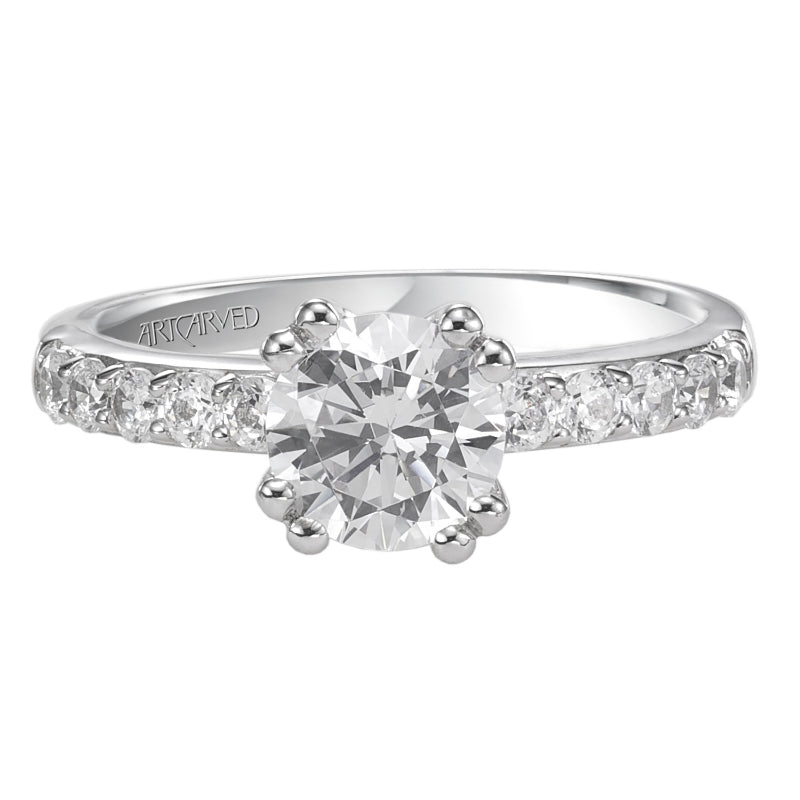 Artcarved Bridal Mounted with CZ Center Classic Diamond Engagement Ring Mia 14K White Gold