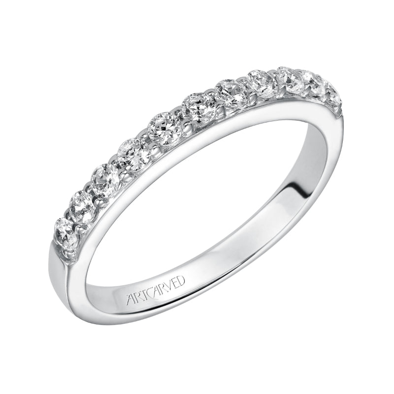 Artcarved Bridal Mounted with Side Stones Classic Diamond Wedding Band Mia 14K White Gold