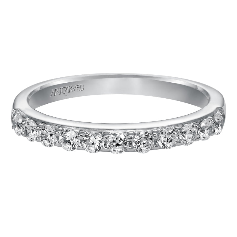 Artcarved Bridal Mounted with Side Stones Classic Diamond Wedding Band Mia 14K White Gold