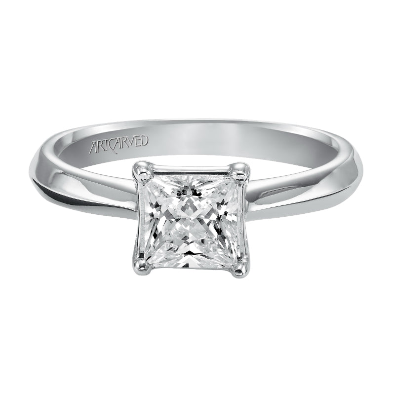 Artcarved Bridal Semi-Mounted with Side Stones Classic Solitaire Engagement Ring Vivian 14K White Gold