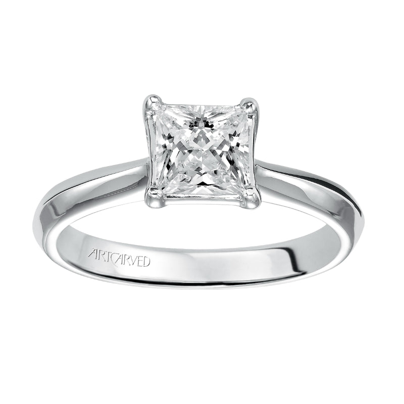 Artcarved Bridal Semi-Mounted with Side Stones Classic Solitaire Engagement Ring Vivian 14K White Gold