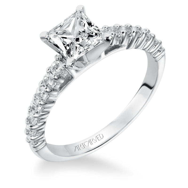 Artcarved Bridal Semi-Mounted with Side Stones Classic Diamond Engagement Ring Ella 14K White Gold