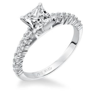 Artcarved Bridal Mounted with CZ Center Classic Diamond Engagement Ring Ella 14K White Gold