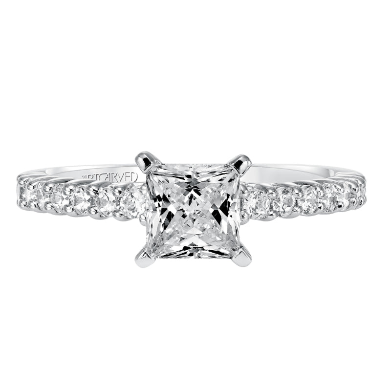 Artcarved Bridal Semi-Mounted with Side Stones Classic Diamond Engagement Ring Ella 14K White Gold