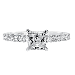 Artcarved Bridal Semi-Mounted with Side Stones Classic Diamond Engagement Ring Ella 14K White Gold