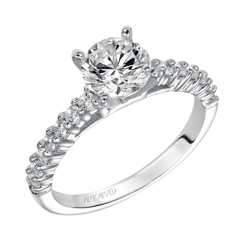 Artcarved Bridal Semi-Mounted with Side Stones Classic Diamond Engagement Ring Ella 14K White Gold