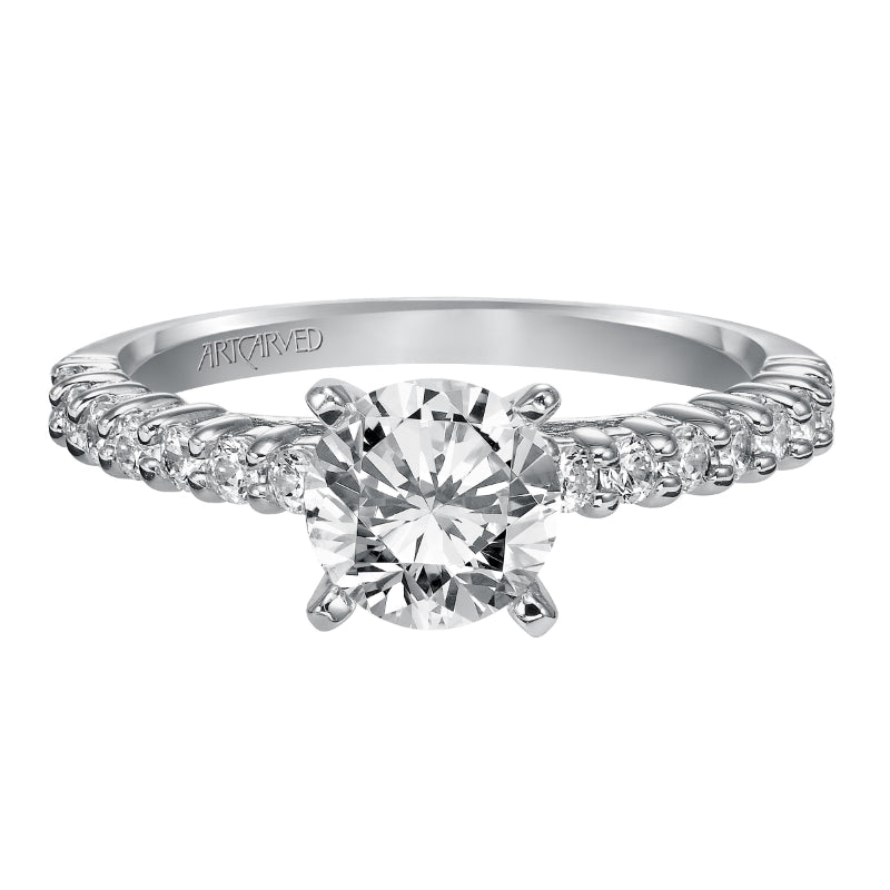 Artcarved Bridal Semi-Mounted with Side Stones Classic Diamond Engagement Ring Ella 14K White Gold