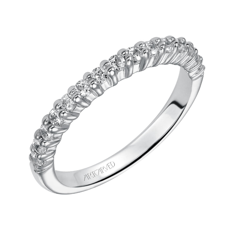 Artcarved Bridal Mounted with Side Stones Classic Diamond Wedding Band Ella 14K White Gold