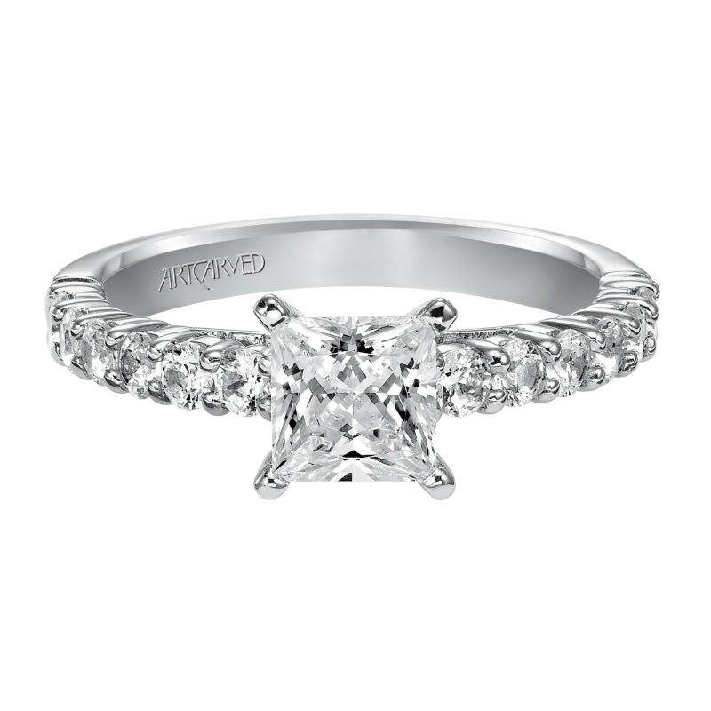 Artcarved Bridal Semi-Mounted with Side Stones Classic Diamond Engagement Ring Natalie 14K White Gold