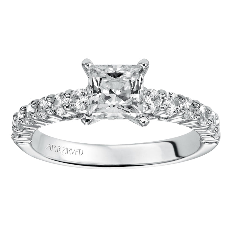 Artcarved Bridal Mounted with CZ Center Classic Diamond Engagement Ring Natalie 14K White Gold